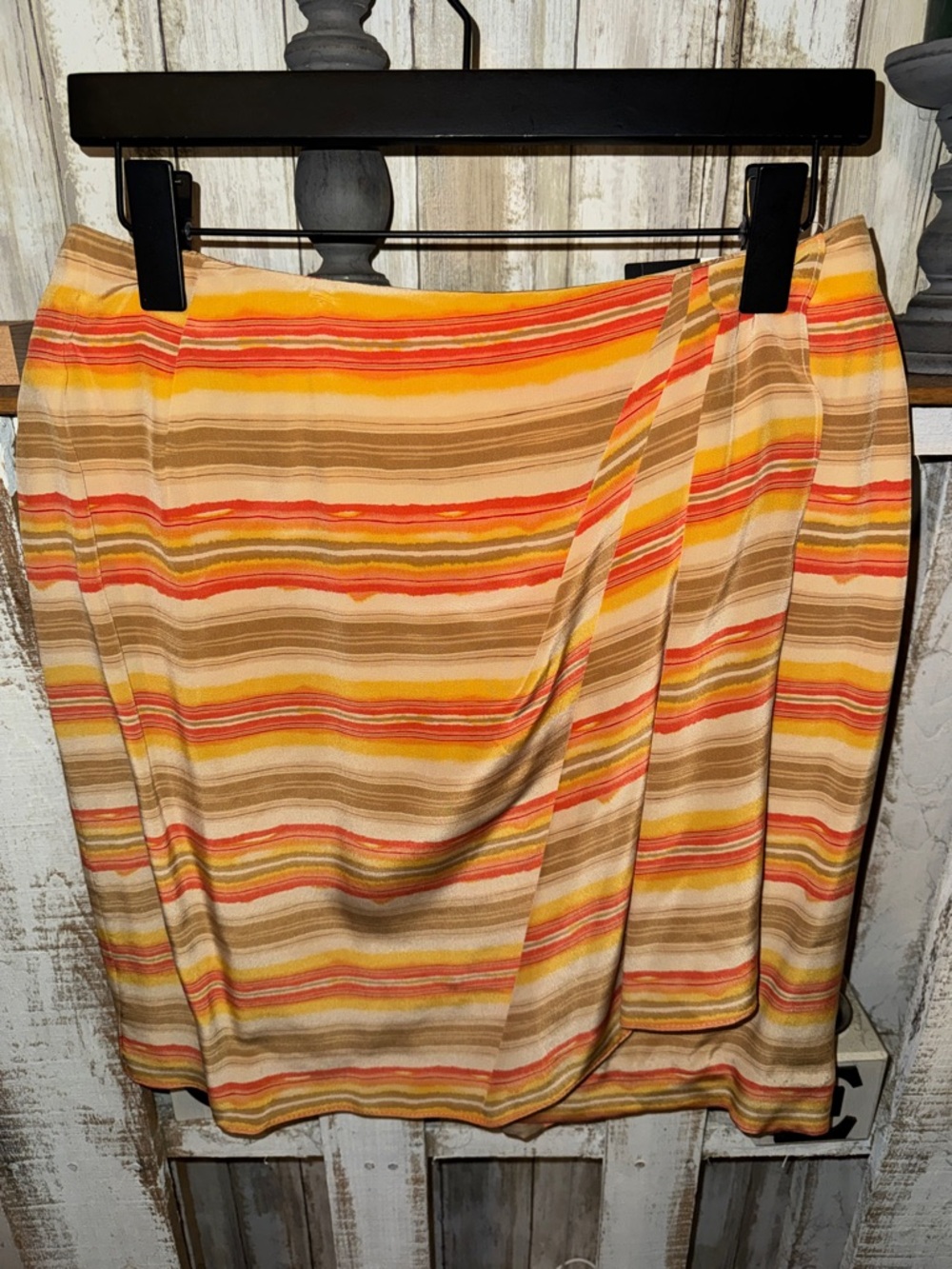 Striped Yellow-Orange Summer Wrap Skirt